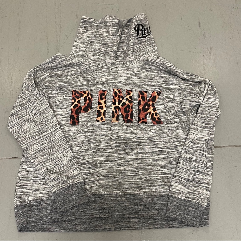 Last Chance! VS Pink Marled Gray Leopard Hoodie